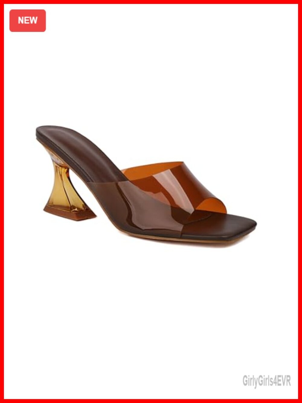 Clear Kitten Heel Sandals Transparent Square Open Toe Slipper Dress Shoes
